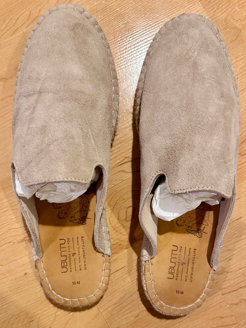 Ubuntu Men's Slip-On Suede Espadrille Sandals in Light Brown